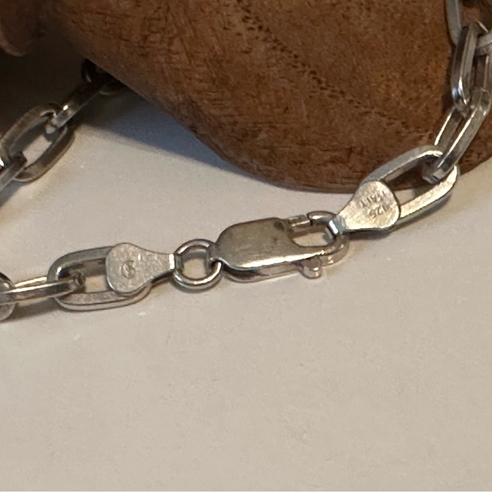 Solid Sterling Silver ‘Paper Clip’ Chain Bracelet - image 2